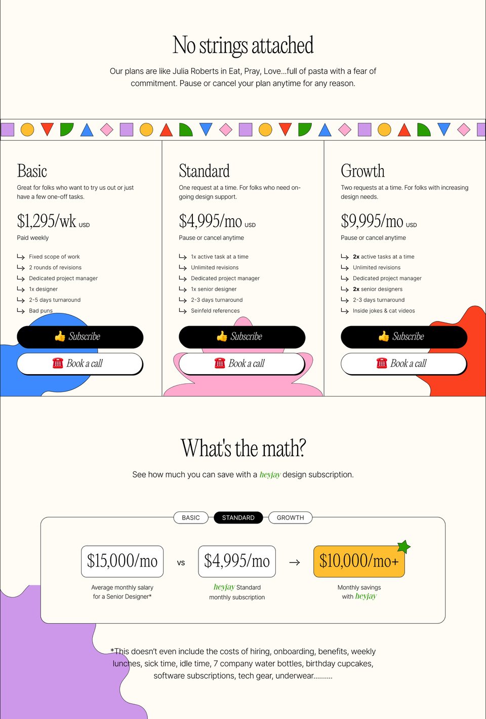 Pricing Table section on heyjay section design