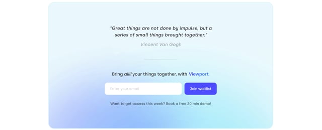 Viewport v2 Waitlist or Beta Sign Up Preview