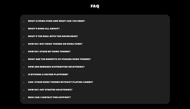 Kong.Fund FAQ Accordion Preview