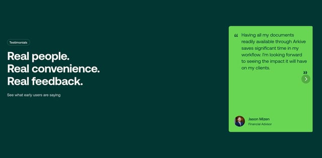 Arkive Testimonial Slider Preview
