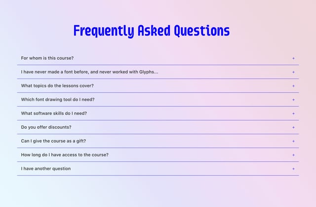 Variable Font Course FAQ Accordion Preview