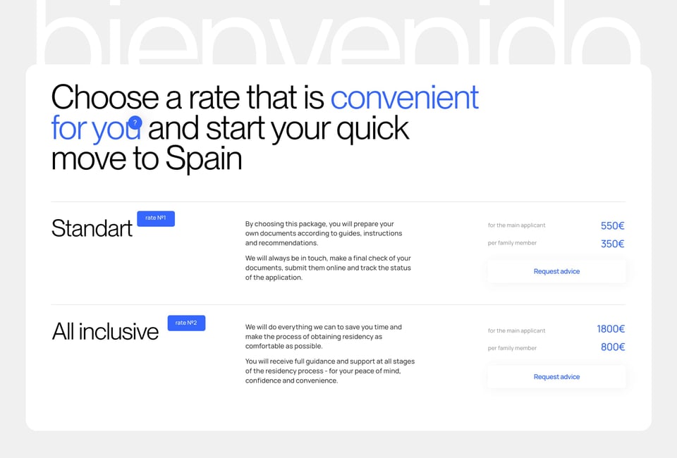 Pricing Table section on Espanium section design