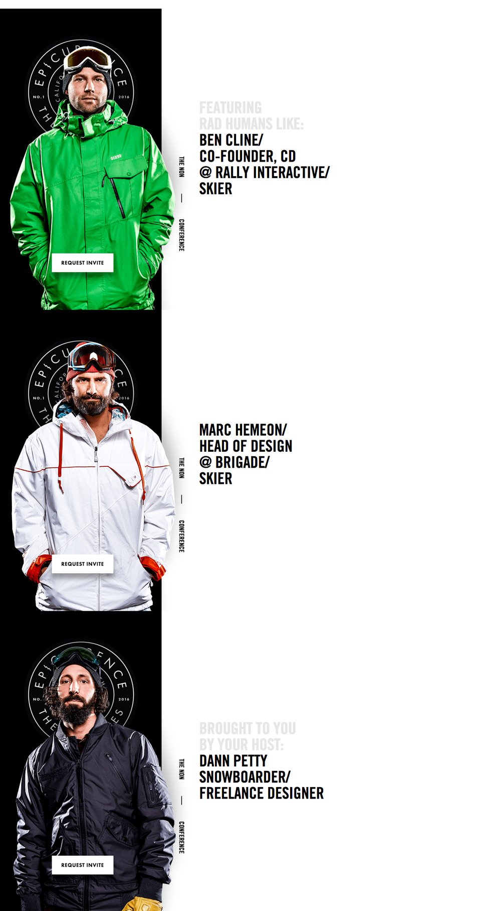 Team section on Epicurrence 2016 – The Montues section design