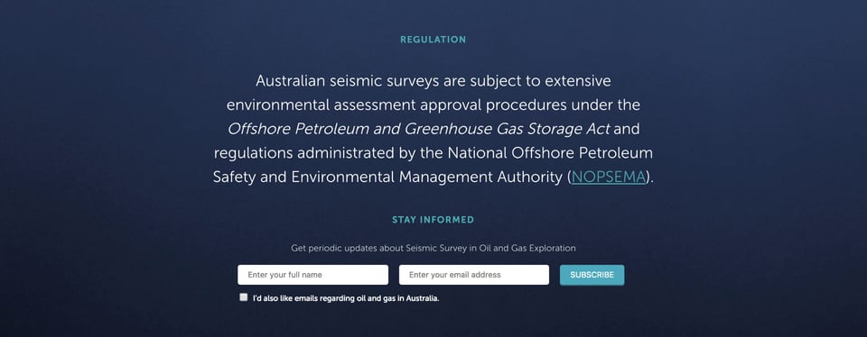 Newsletter section on Seismic Survey section design