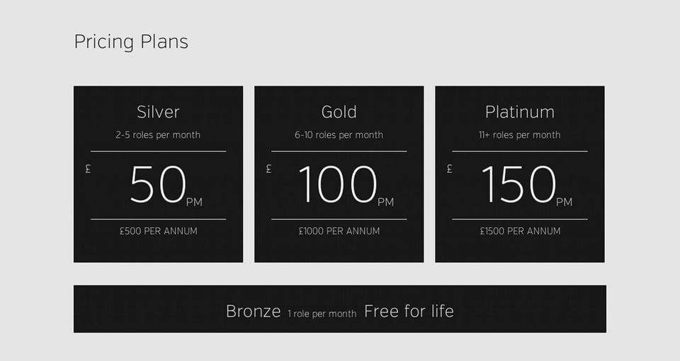 Pricing Table section on Flock section design