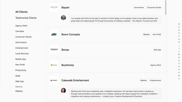 Made by Porter Client Name List Preview