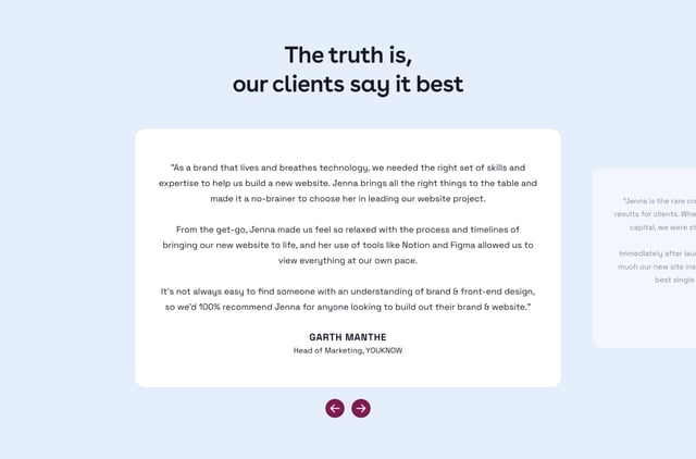 Holy Moly Creative Studio Testimonial Slider Preview