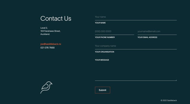 Saddleback Contact Form Preview