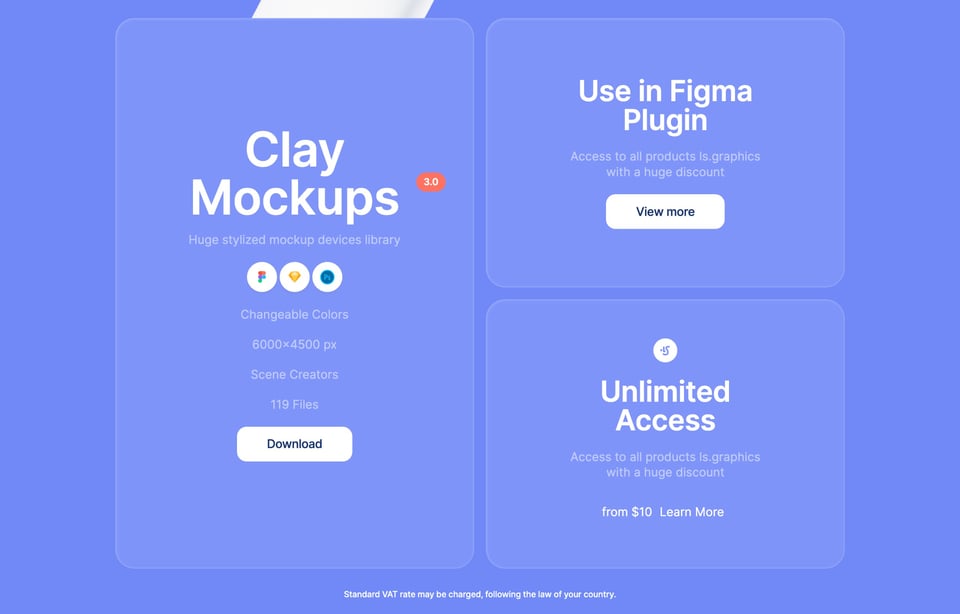 Pricing Table section on Clay Mockups 3.0 section design