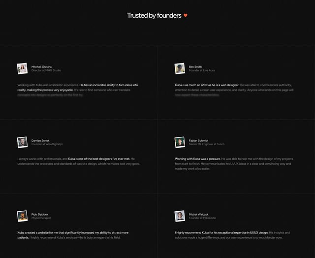 Kuba Testimonials Preview