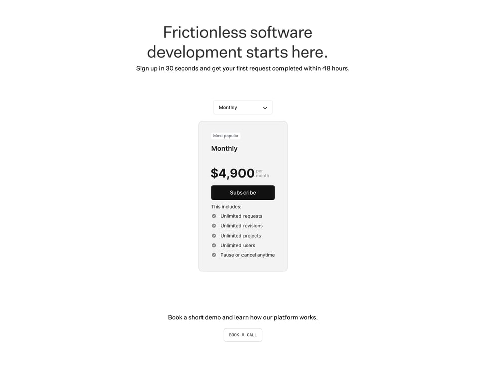 Pricing Table section on DCNY section design