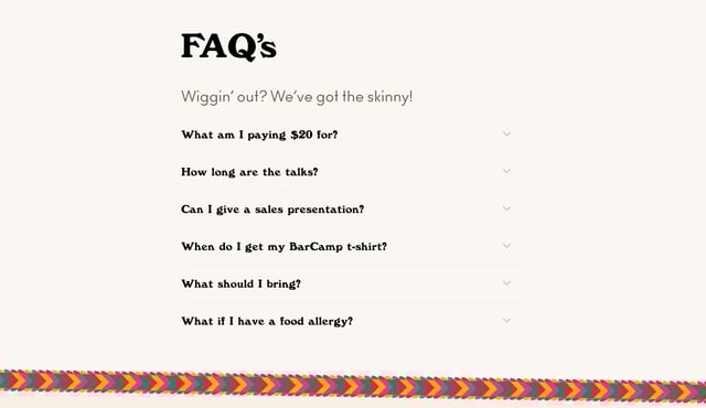 BarCamp Omaha 2019 FAQ Accordion Preview