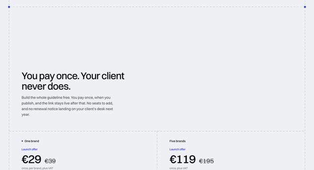 Pricing Table section