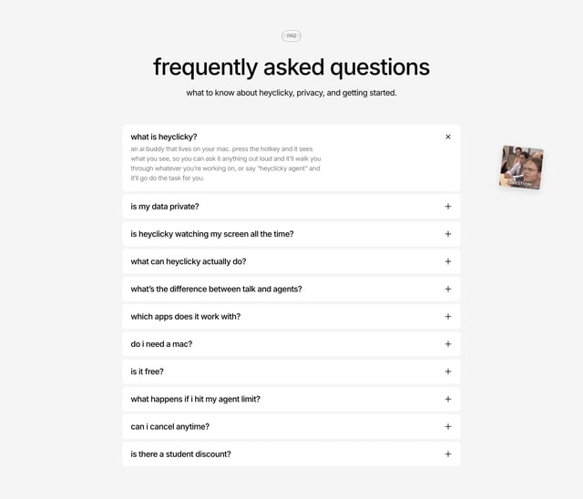 heyclicky FAQ Preview