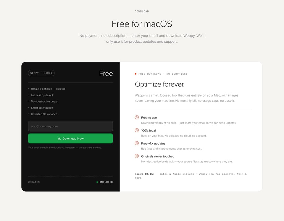 Pricing Table section on Weppy section design