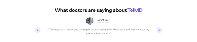 TelMD Testimonial Slider Preview
