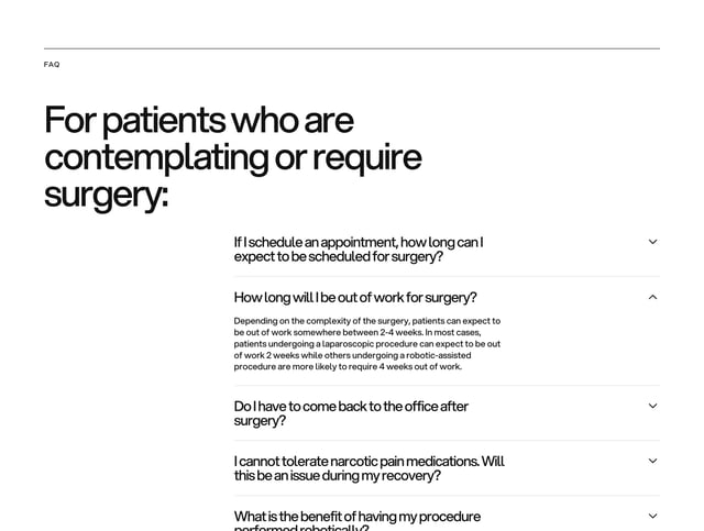 Neuropelvic Surgery FAQ Accordion Preview