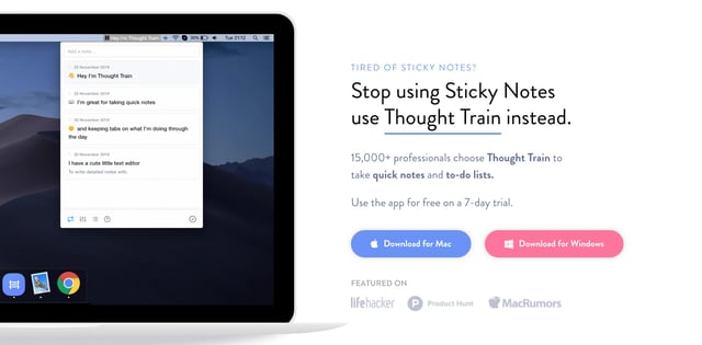 Thought Train Screenshots Section