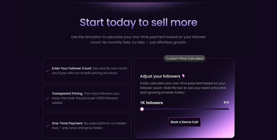Pricing Slider section on Gramlab section design