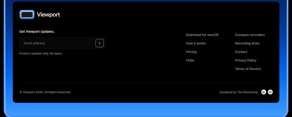 Footer section on Viewport section design