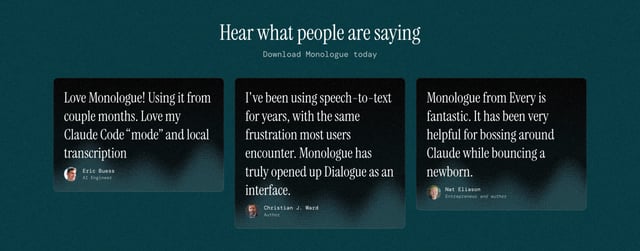 Monologue Testimonials Preview