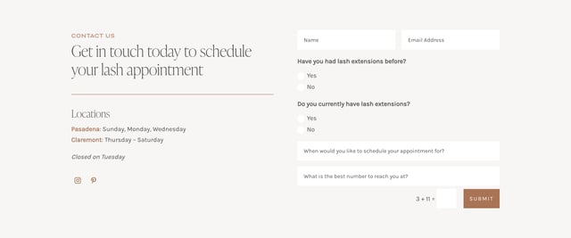 Beauty with Intuition Contact Form Preview