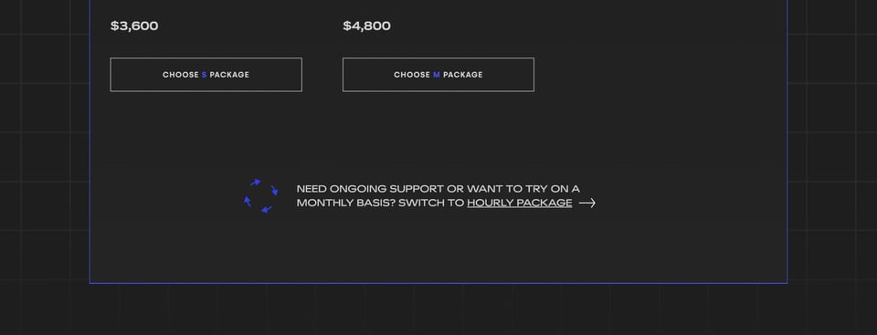 Pricing Table section on Diligent flow section design