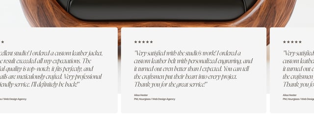 GlobalLeathers Testimonial Slider Preview