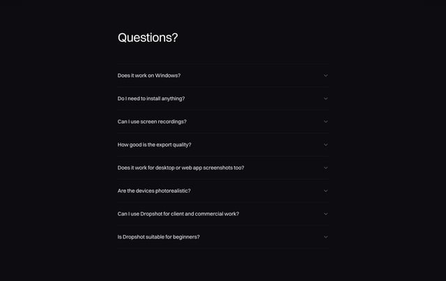 Dropshot FAQ Accordion Preview