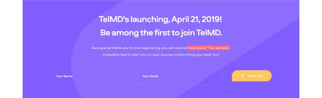 TelMD Waitlist or Beta Sign Up Section