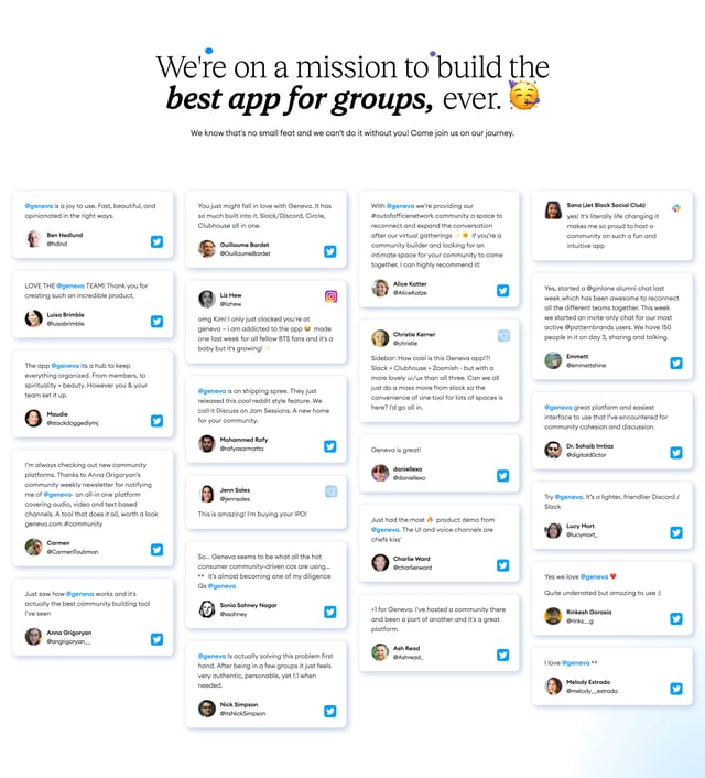 Geneva Testimonial Tweets Preview