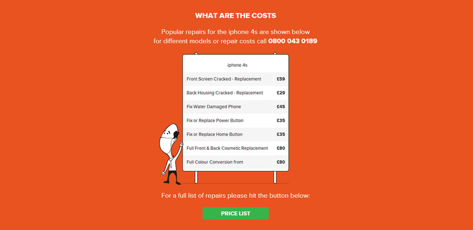 Pricing Table section on FoneRescue section design