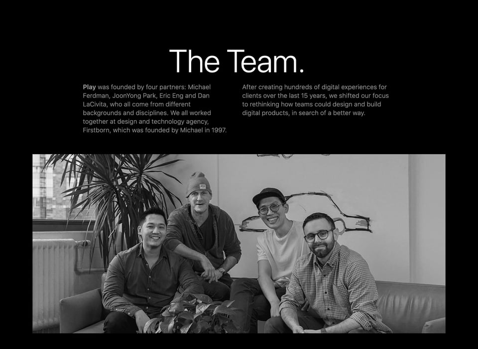 Team section on Play section design