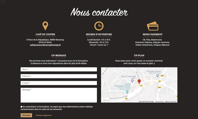Cafe Du Centre Contact Form Preview