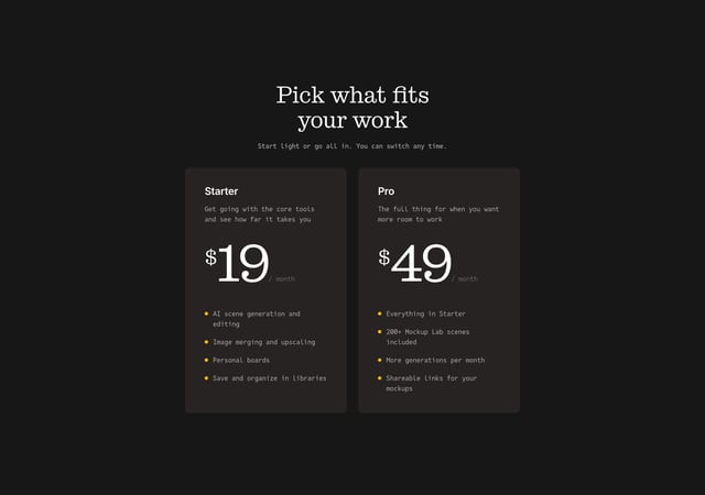 Kevin Pricing Table Preview