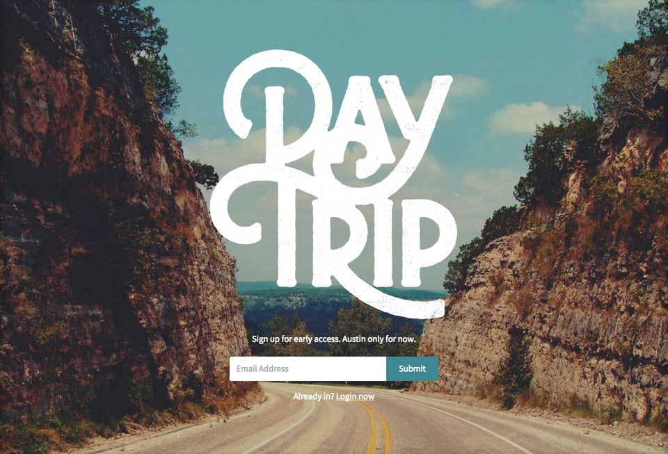 Waitlist or Beta Sign Up section on DayTrip section design