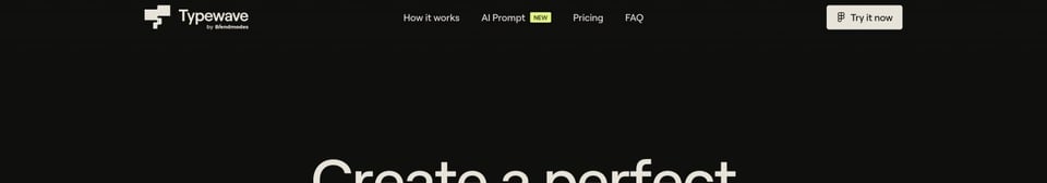 Header Navigation section on Typewave section design