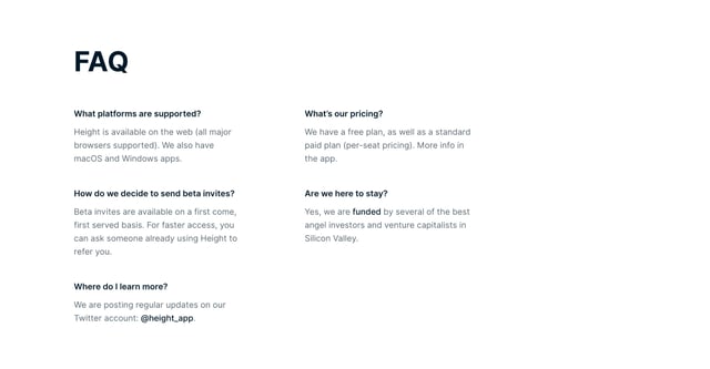 Height FAQ Grid Preview