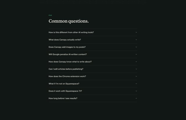 Canopy FAQ Preview