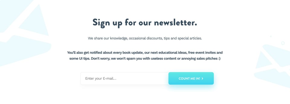 Newsletter section on Designing User Interfaces section design