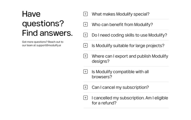 Modulify FAQ Accordion Preview