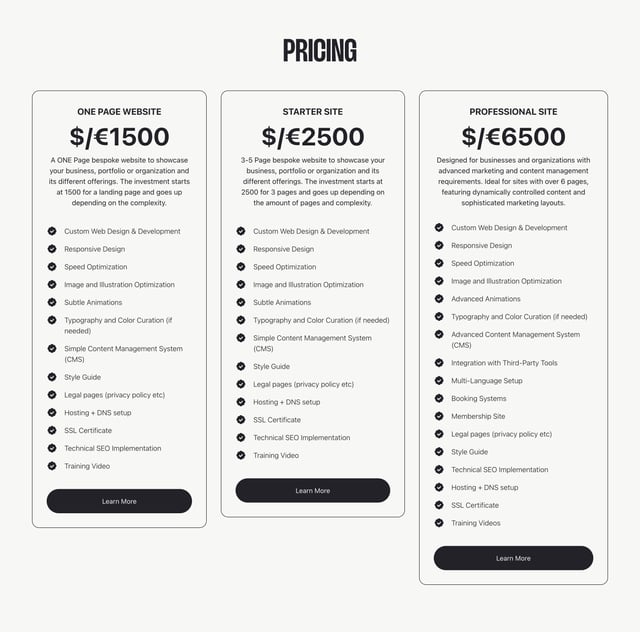 Built by Juniper Pricing Table Preview