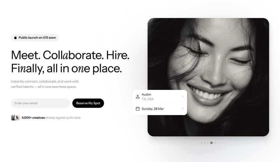 Lead Capture Hero section on ISO Meet section design