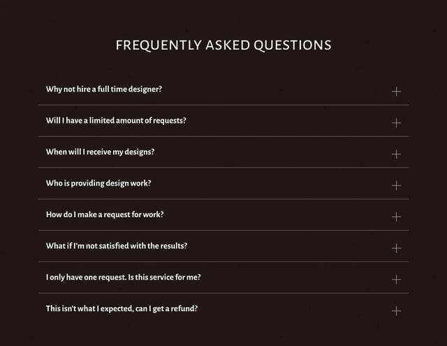 The Rumor Company FAQ Accordion Preview