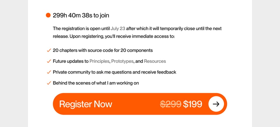 Pricing Table section on Devouring Details section design