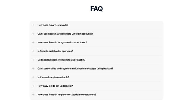 Reactin FAQ Accordion Preview