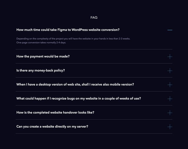 FigmaWP FAQ Accordion Preview