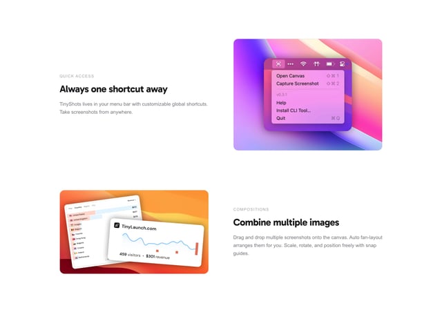 TinyShots Z-Pattern Layout Preview