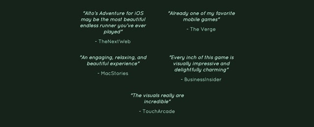 Alto’s Adventure Testimonials Preview
