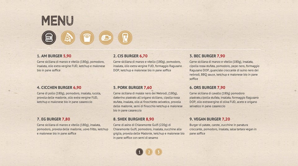 Food & Drinks Menu section on FUD section design